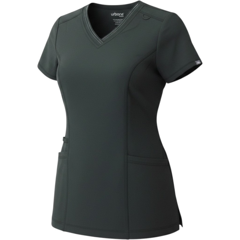 Urbane Performance Womens Black V-Neck Scrub Top 9502 Stretch / #26666